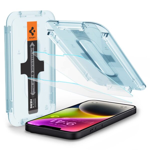 Spigen Ez Fit Tempered Glass Screen Protector Guard For Iphone 14/13/13 Pro Smartphone - 2 Pack
