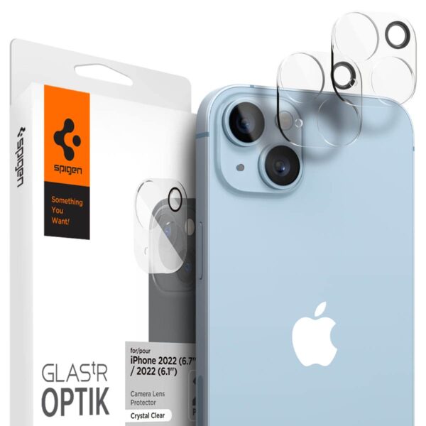 Spigen Glas.tR Optik Tempered Glass Camera Lens Protector Guard for iPhone 14/14 Plus (Clear) - 2 Pack